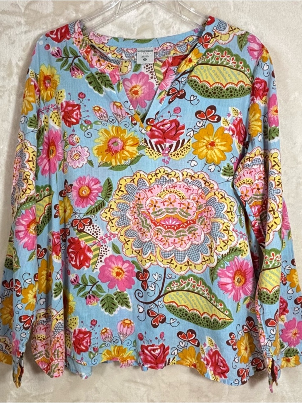 Motherhood Maternity Beautiful 100% Cotton Light Weight Floral V-Neck Tunic Top